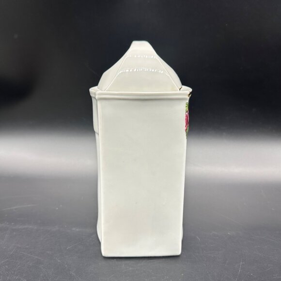 Antique German Oatmeal Canister Pink Roses Floral Kitchen Storage Pink Flowers - Picture 5 of 13